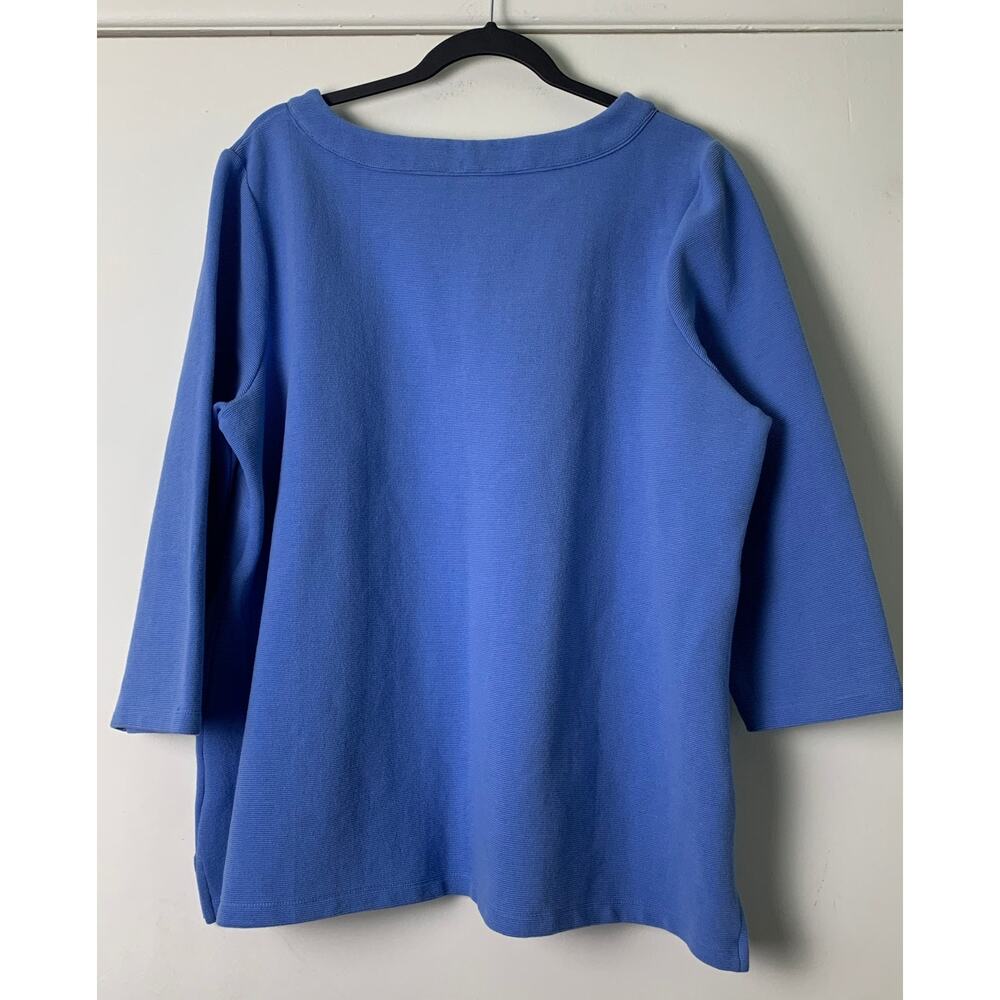 Talbots Womens Top 3/4 Sleeve Blue Stretch Round Neck Size 2X - Picture 4 of 9